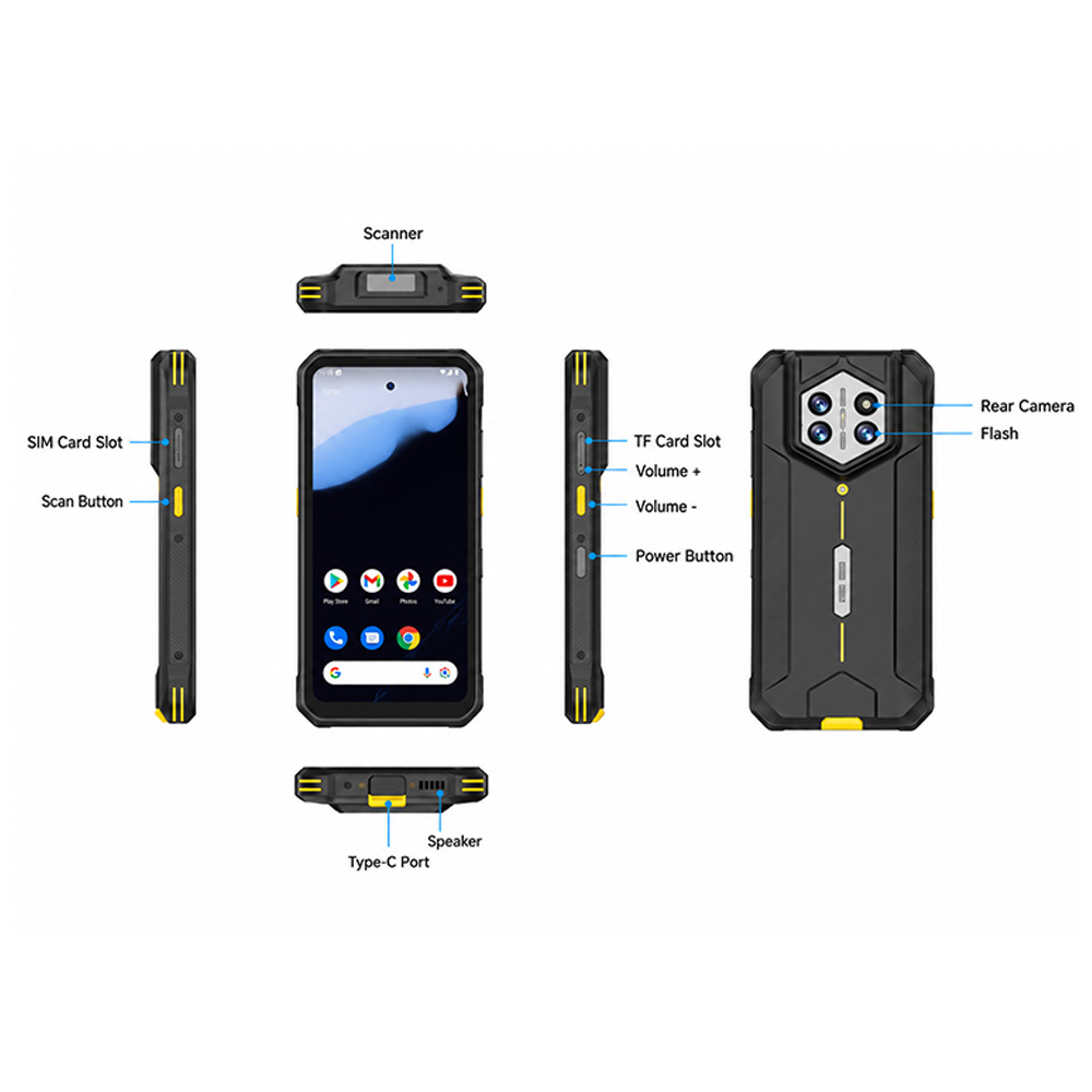H68T Android 14 坚固型手持式 PDA，带 6.56 英寸显示屏 IP68 防护等级 4G NFC 和可选条形码扫描仪
