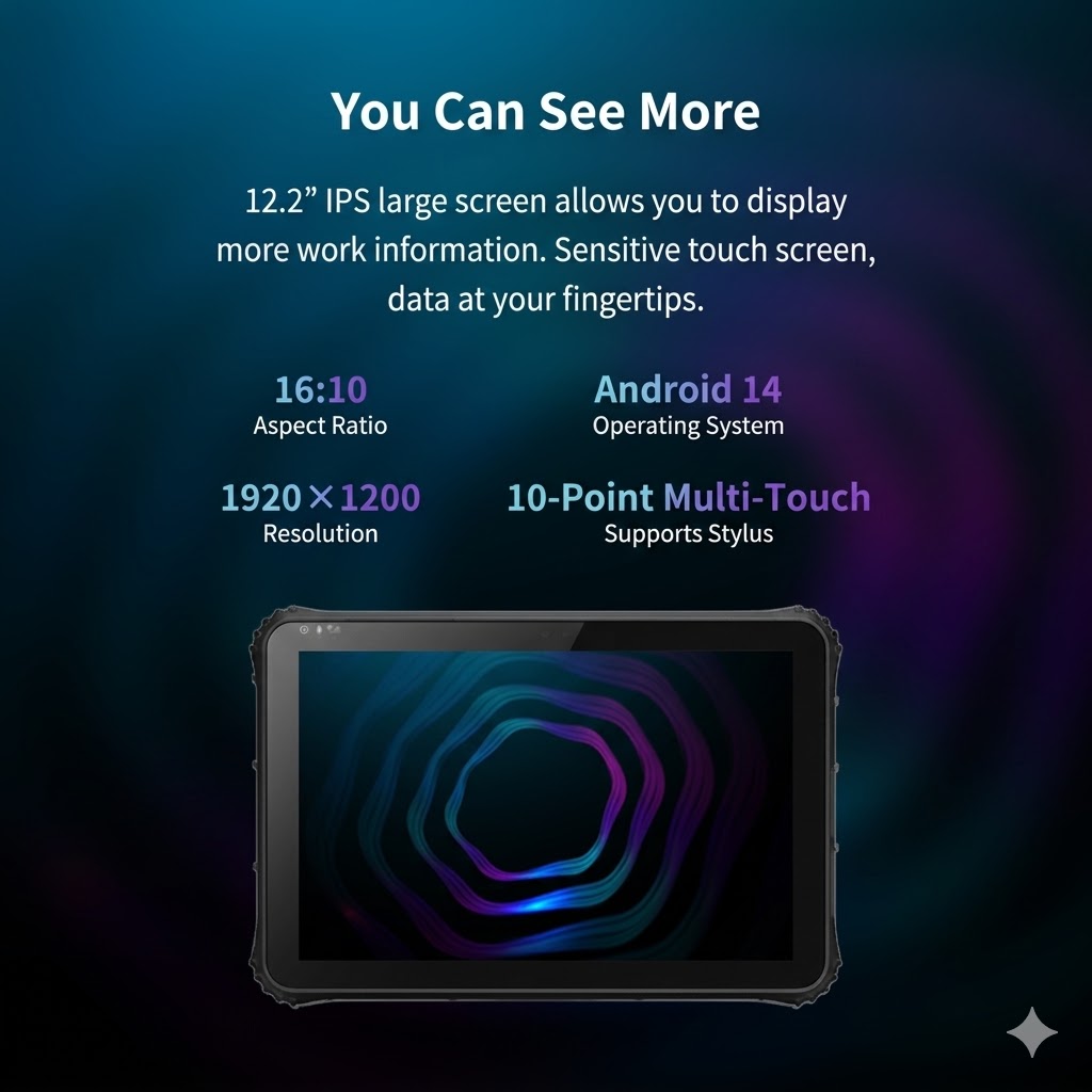 12.2 英寸工业 5G Wifi Android 坚固型 Ip65 平板电脑带 NFC 扫描仪 Q225MP