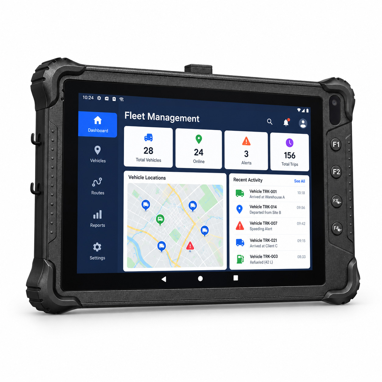 8 英寸 Android 14 坚固型车载平板电脑，用于车队管理，支持 4G LTE 和 GPS V82T