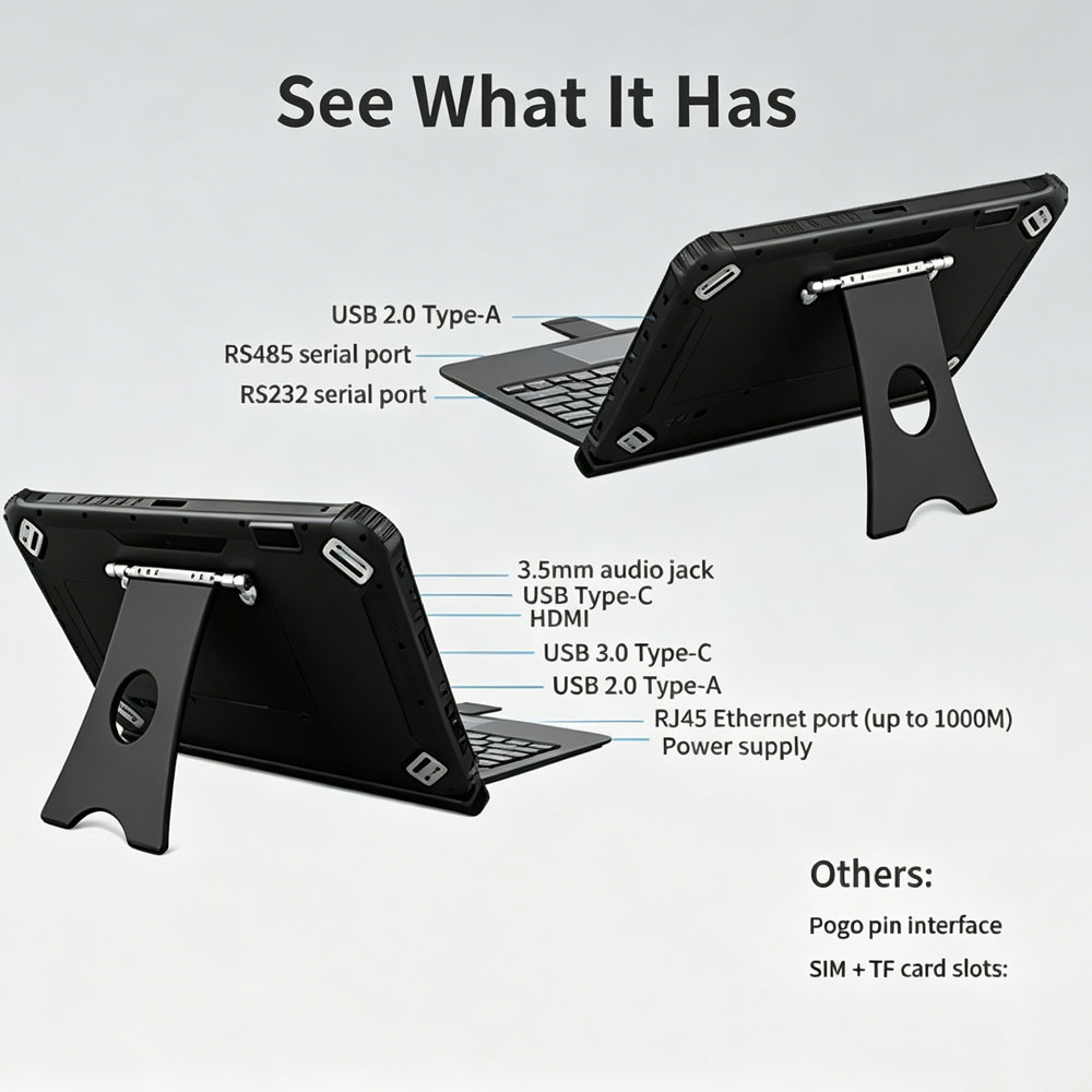 12.2 英寸工业 5G Wifi Android 坚固型 Ip65 平板电脑带 NFC 扫描仪 Q225MP