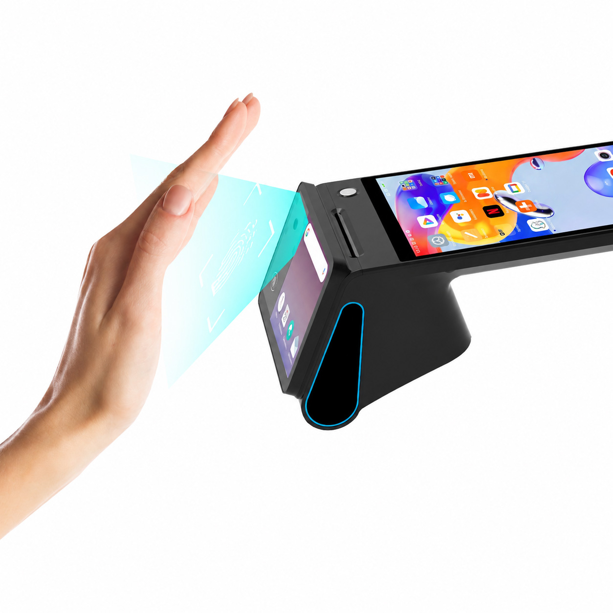 Android 14高安全性掌静脉识别手持POS终端带4G WiFi BT5.0热敏打印机Z150P