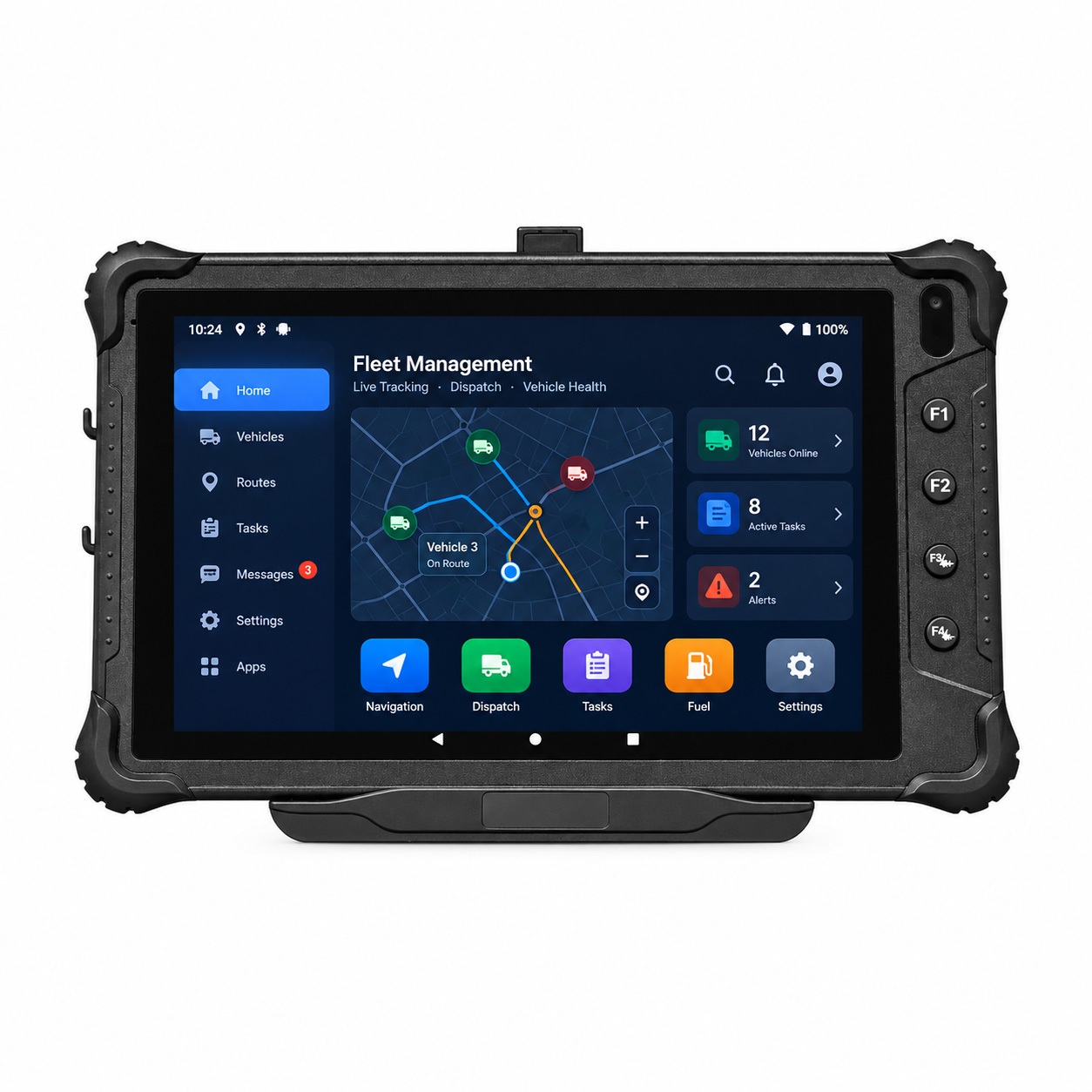 8 英寸 Android 14 坚固型车载平板电脑，用于车队管理，支持 4G LTE 和 GPS V82T